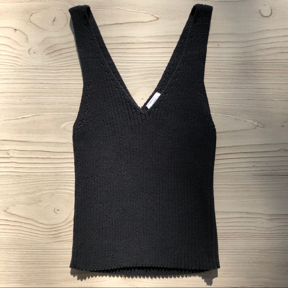 Black V Neck Sweater Tank Top